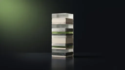 A stratified core sample of translucent sediment layers under a still surface